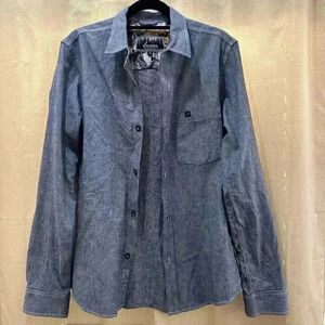 Pladra Shirt Blue Button Down With Wolf Sleeve Cuff. size M. Men’s